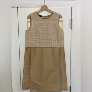 Lafayette 148 New York Gold Metallic Satin Sleeveless Dress Women’s Size Medium